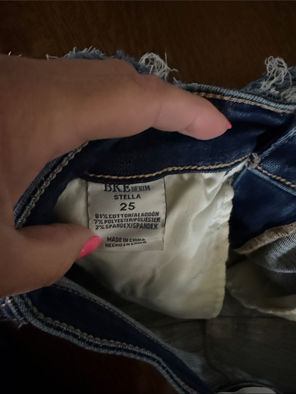 BKE Stella Women's Distressed Denim Cutoff Shorts - Blue - Picture 3 of 5